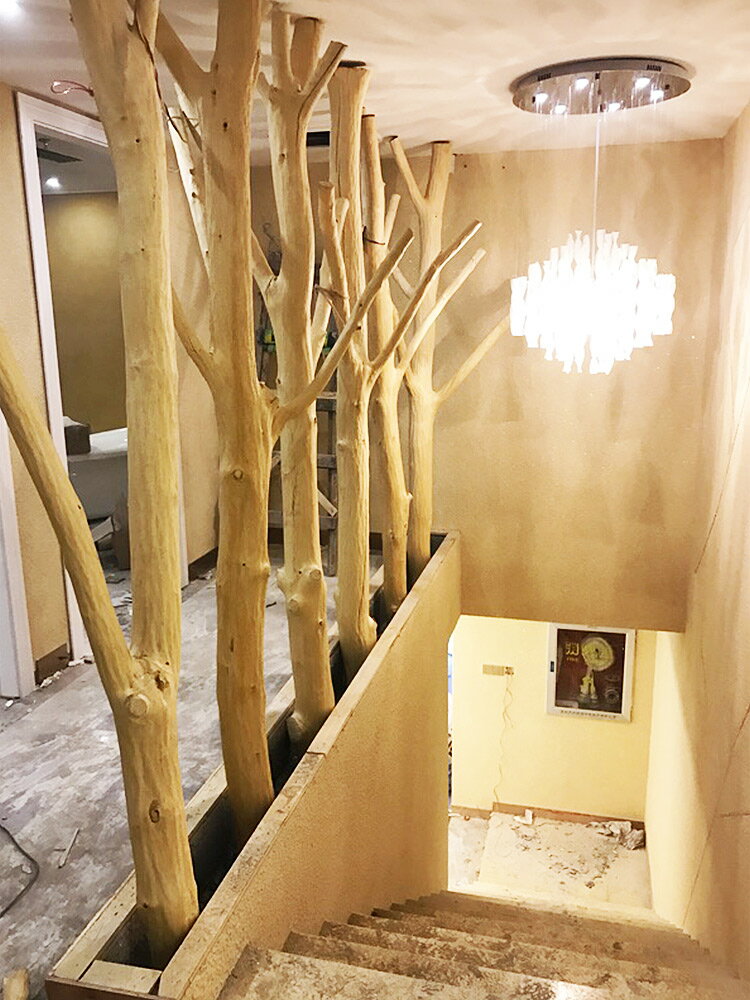 美空實木落地裝飾幹樹枝客廳原木樹杈白色樹乾枯樹枝天然枯木隔斷