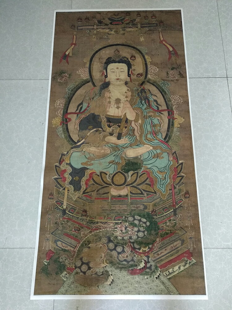 藝術微噴復制畫佛教畫像地藏王菩薩四尺豎幅國畫人物絹畫裝飾畫