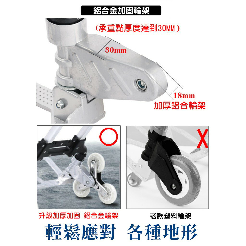 【預購】柚柚的店【鋁合金三輪摺疊手推車+彈力繩30034-110】爬樓梯手拉車 購物車 菜籃車 工作車 多功能載物車《批發 7