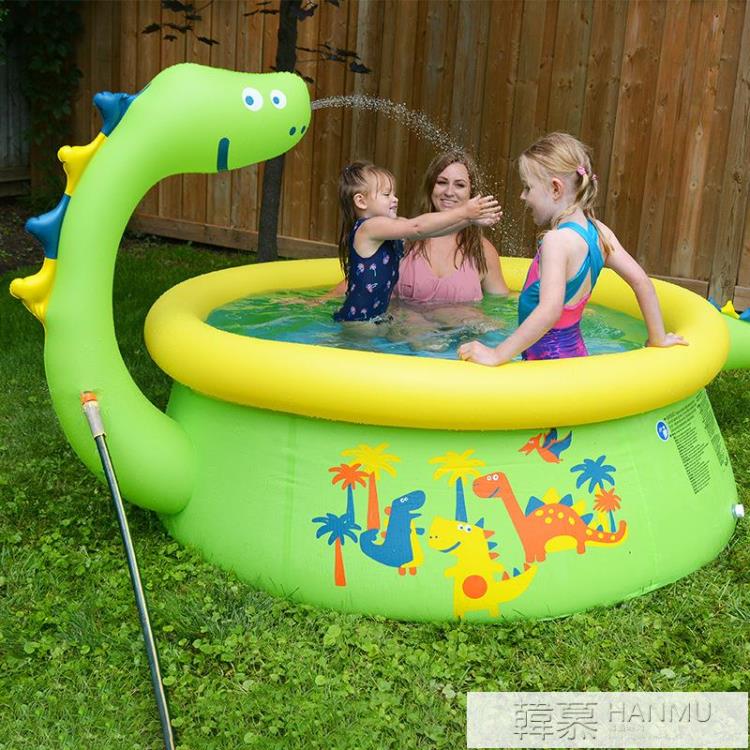 兒童噴水游泳池噴水池加厚充氣游泳池戲水池嬰兒滑梯充氣泳池