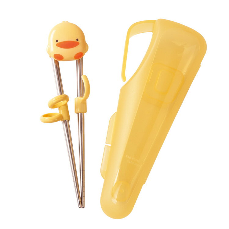 黃色小鴨 造型不鏽鋼學習筷附收納盒【德芳保健藥妝】