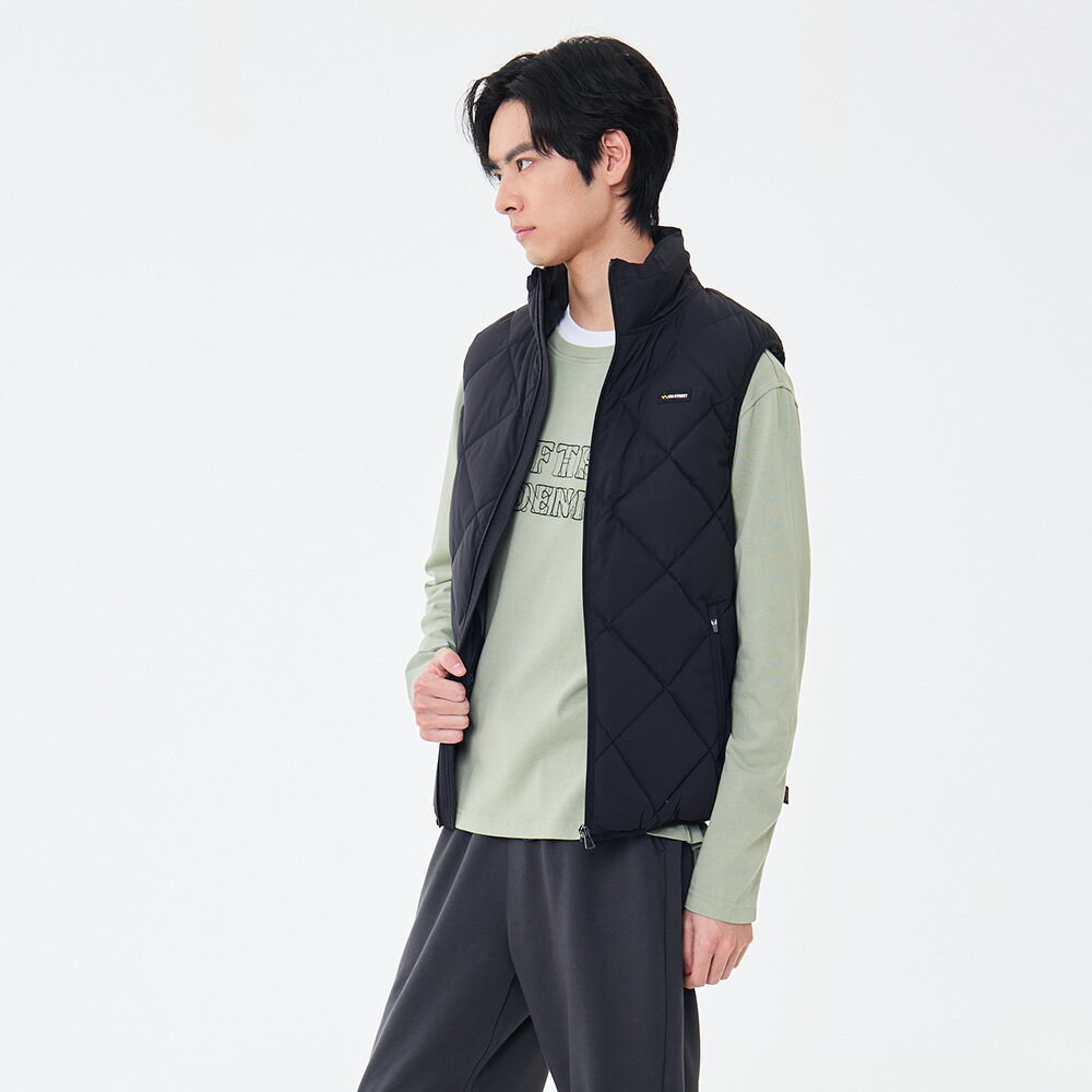 男裝 羽絨背心 菱格紋 軍裝風 黑色 (山形) (550039) 【5th STREET】【年貨節全館390起】 治裝激推 最高折426 1