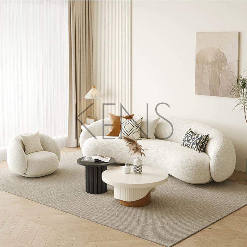 【KENS】沙發 沙發椅 奶油風布藝沙發羊羔絨簡約現代客廳腰果小戶型設計師弧形沙發網紅