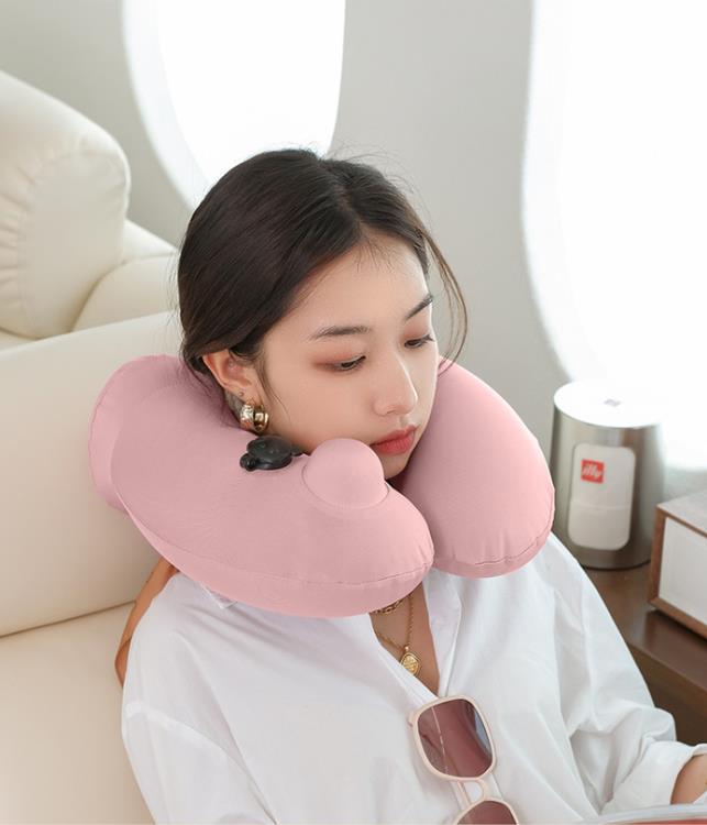 U型枕 充氣U型枕便攜可折疊按壓式午睡U形枕頭飛機護頸脖枕靠枕旅行神器【尾牙特惠】