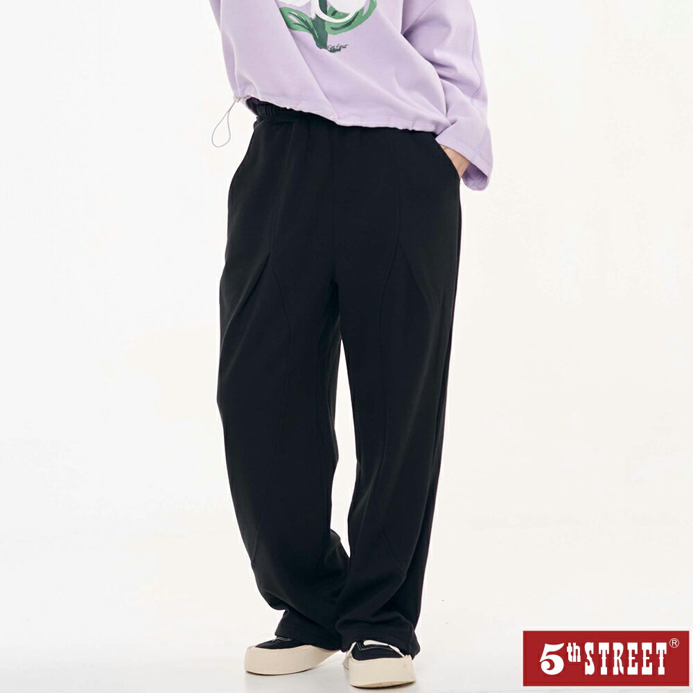 女裝 休閒針織寬褲 黑色 (967174) 【5th STREET】【APP下單享4%回饋】