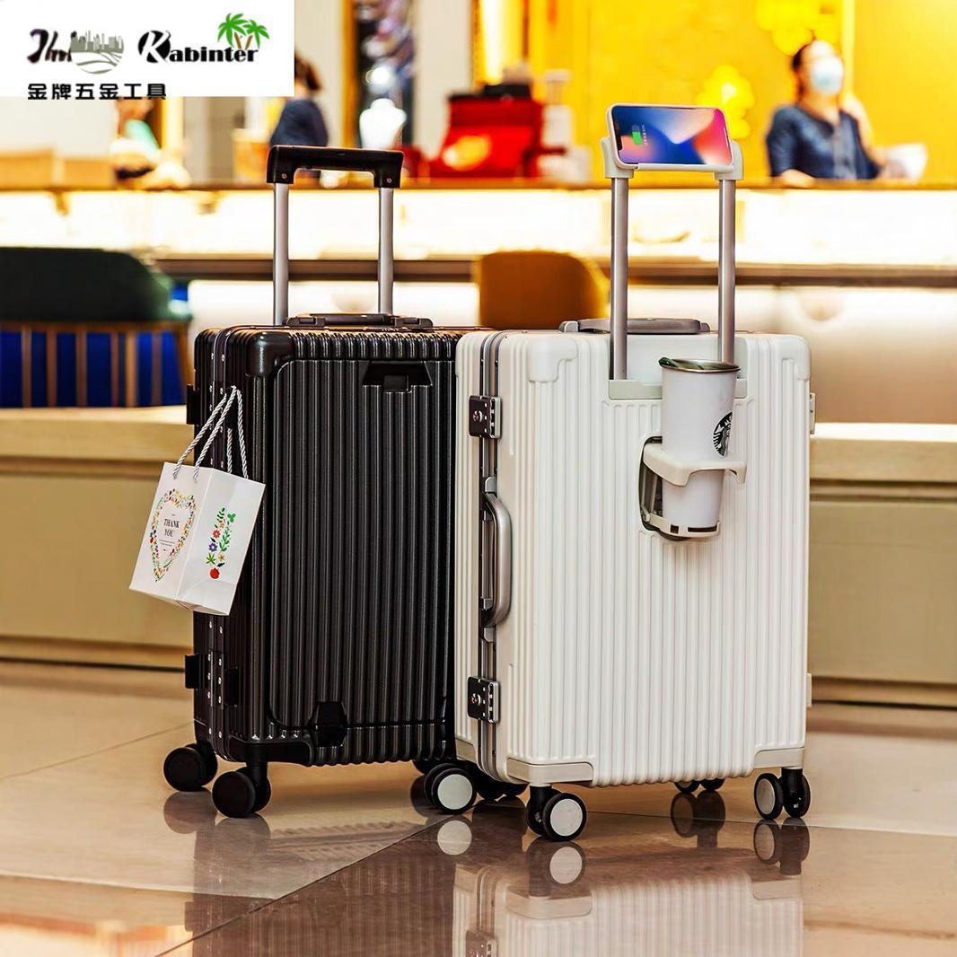 廠家清倉 登機箱 行旅箱 行李箱 20寸登機箱多功能行李箱前開口電腦袋鋁框密碼旅行箱充電拉桿箱 八折下殺wy20