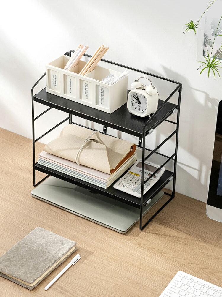 簡易書架桌面置物架辦公桌收納架桌上多層鐵藝書桌整理小型書架子