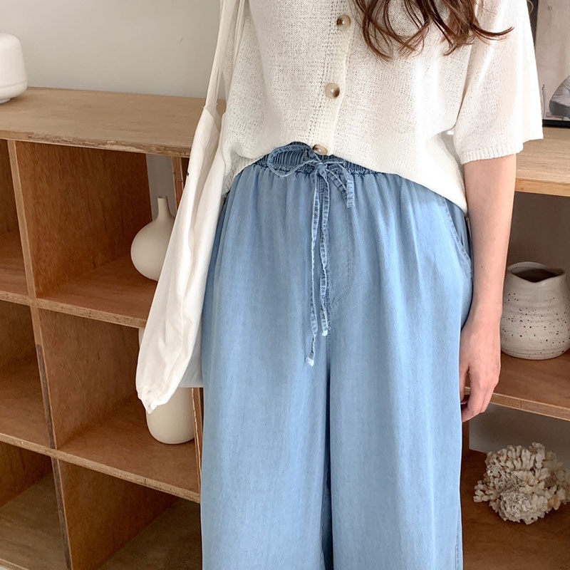 ANNAS 正韓 牛仔寬褲 牛仔褲 牛仔長褲 大寬褲 闊腿褲 寬鬆 顯瘦 高腰 夏天薄款牛仔布 韓國 4