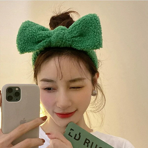 ANNAS 羊羔毛大蝴蝶結髮箍 毛毛髮箍 大蝴蝶結 造型 網紅 拍照 髮帶 聖誕節 過年新年 生日派對 韓國浮誇髮飾