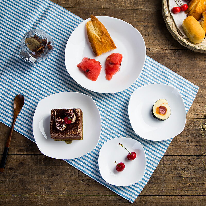 瓷畫面 景德鎮盤子菜盤家用陶瓷創意餐具北歐水果餐盤方形菜碟子