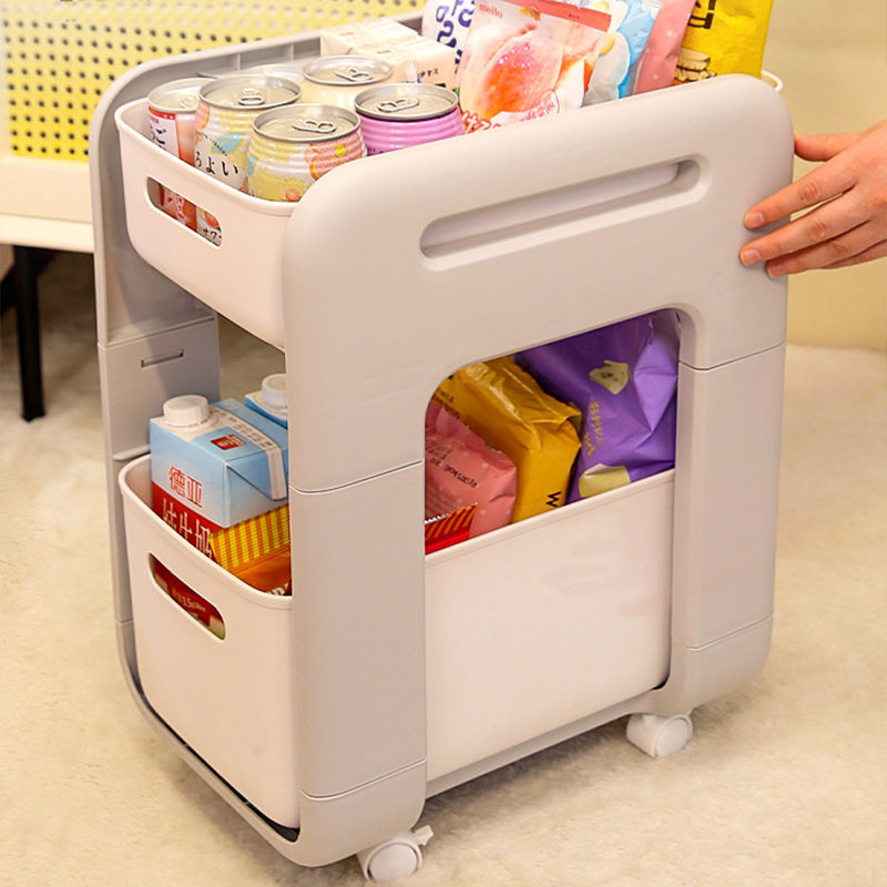 收納推車 零食置物架可移動帶輪客廳家用玩具收納宿舍床頭多層小推車整理架-快速出貨