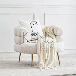 【KENS】沙發 沙發椅 懶人沙發客廳臥室輕奢網紅ins北歐藝術設計白色羊羔絨毛單人沙發