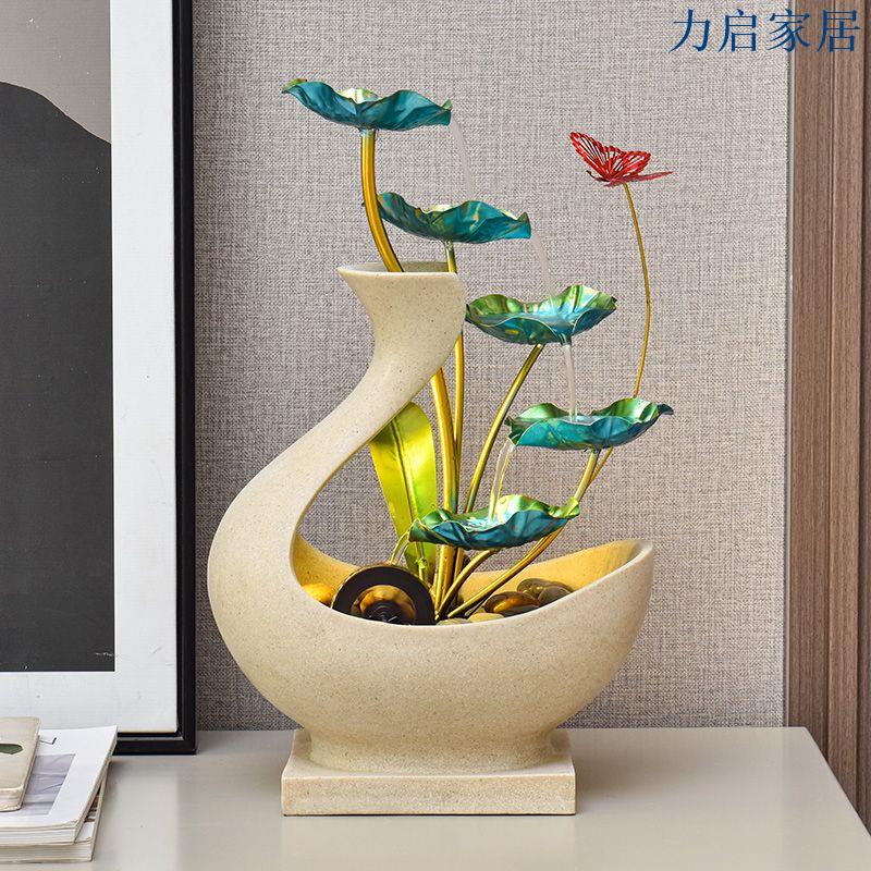 中式簡約招財流水擺件水循環噴泉輕奢辦公室桌面客廳玄關喬遷禮品