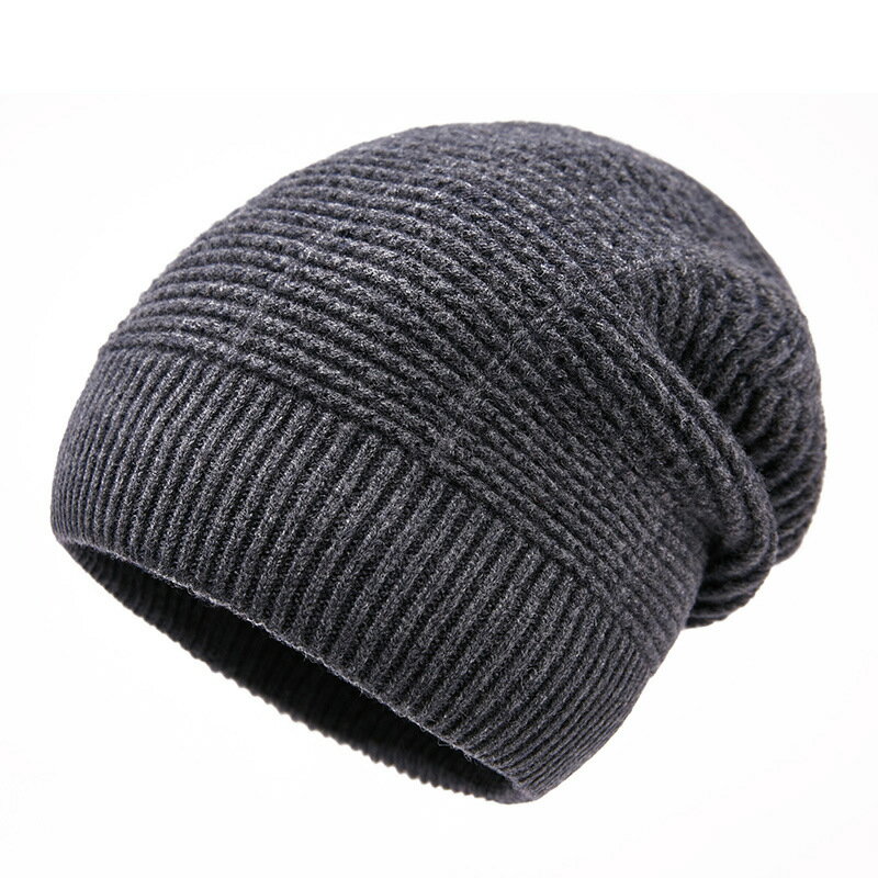 毛帽羊毛針織帽-條紋純色加厚包頭男帽子3色73wj5【獨家進口】【米蘭精品】
