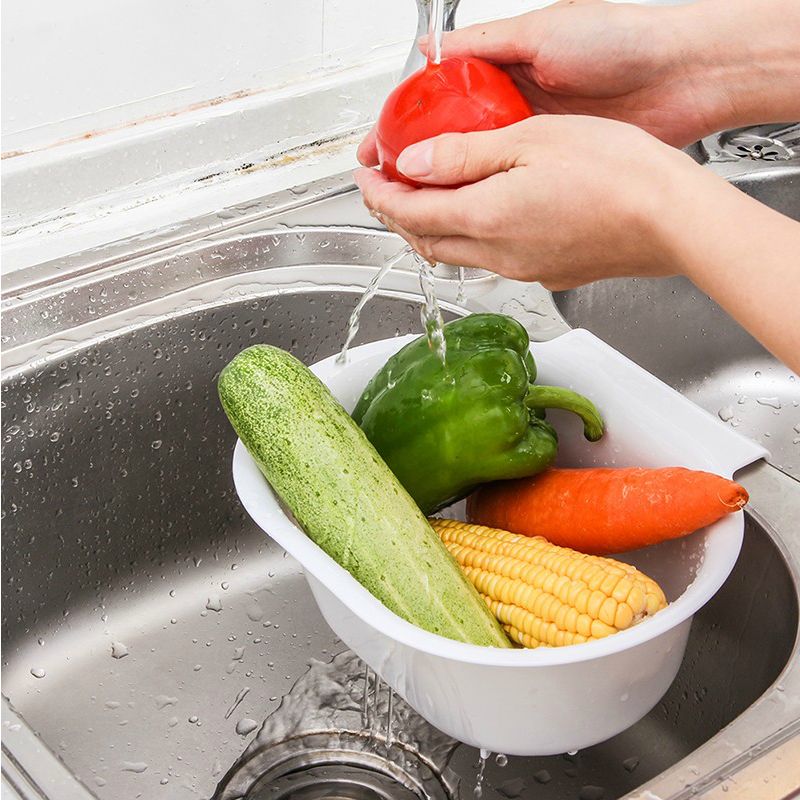 創意廚房可掛式水槽瀝水籃果蔬瀝水掛籃多用塑料收納籃洗菜籃