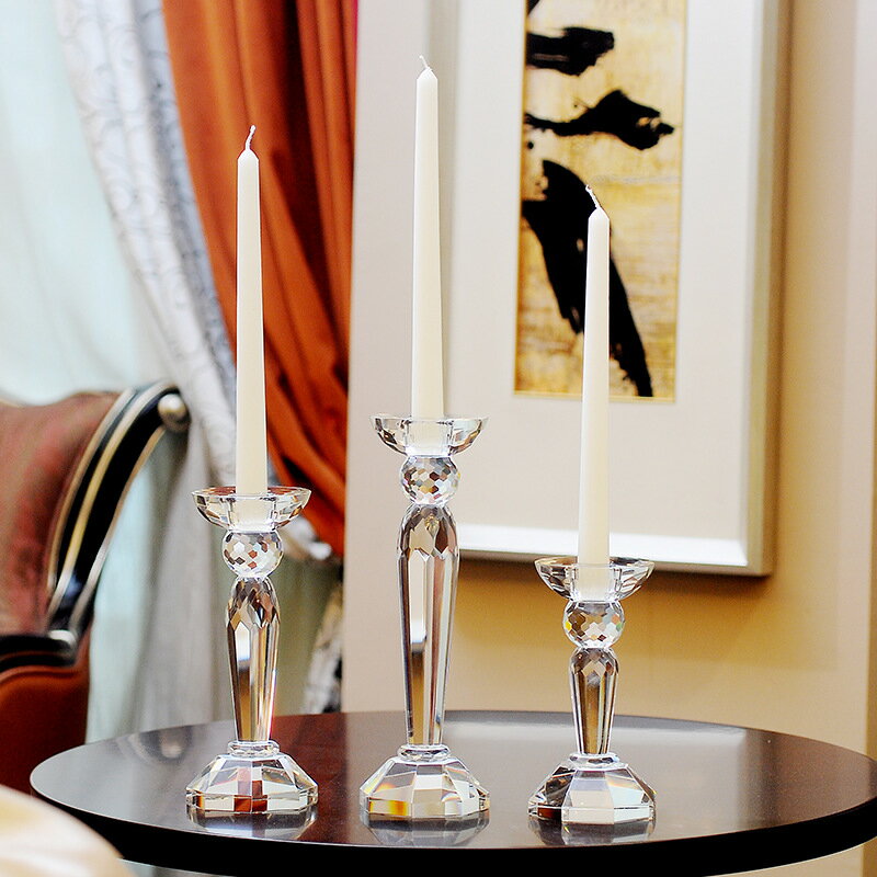 水晶蠟燭臺 歐式浪漫創意婚慶婚禮燭光晚餐餐桌燭臺裝飾擺件