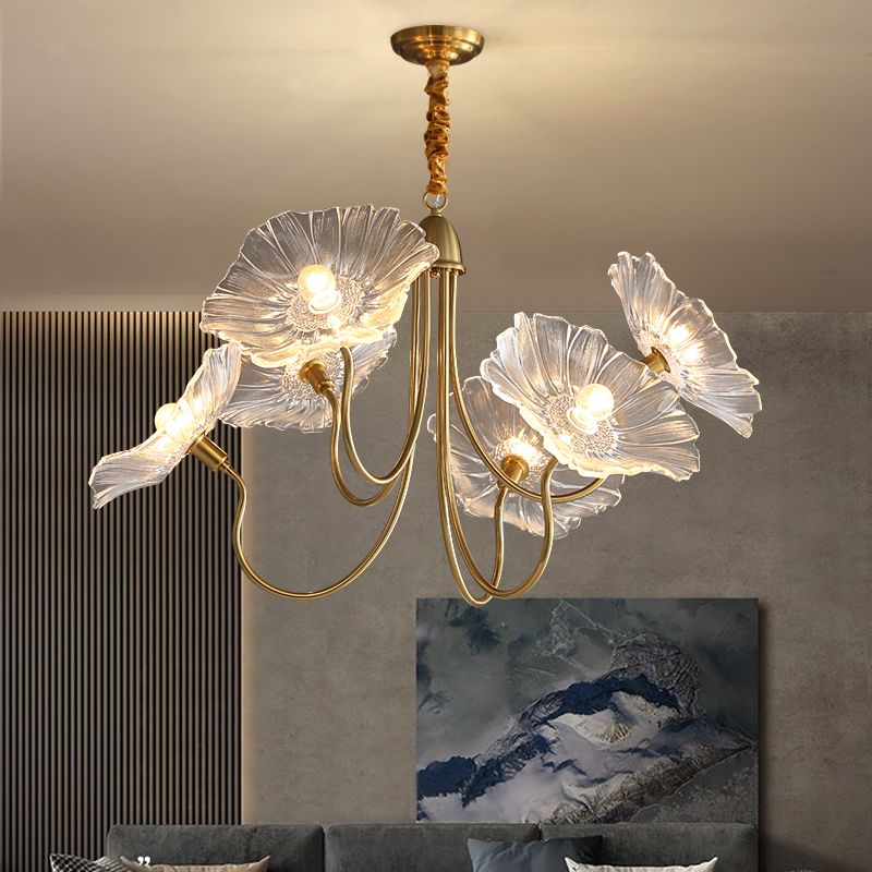 客廳吊燈現代簡約家用輕奢玻璃荷葉書房臥室燈設計師北歐餐廳燈具