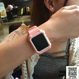 蘋果錶帶 MOMO優品適用蘋果apple watch3表帶一體保護殼iwatch2腕帶塑料 薇薇