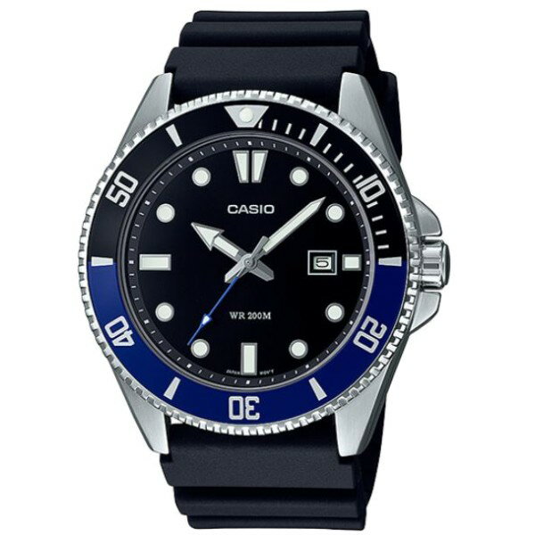 CASIO卡西歐 MDV-107-1A2 槍魚系列同款橡膠黑水鬼腕錶/黑x藍框44.2mm｜樂天全館特惠中★指定刷卡回饋10%