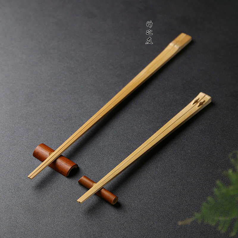 高檔防滑竹筷子中式家用天然全竹制原竹節碳化復古長筷子日式筷子
