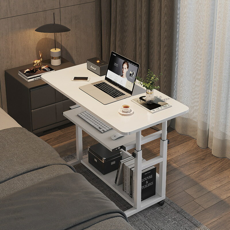 【品質保證】電腦桌 電腦臺 床邊桌簡約可移動降桌子家用臥室書桌簡易學生床上學習桌