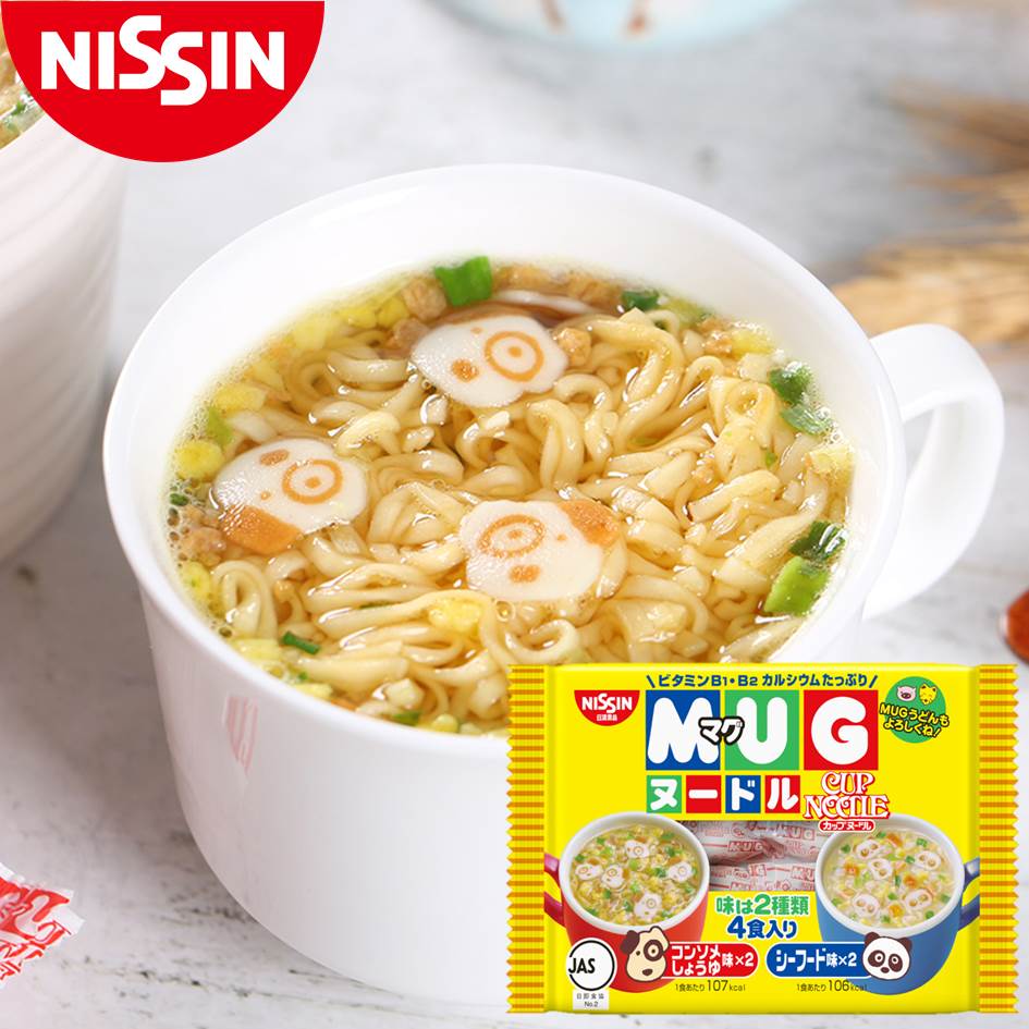 【Nissin日清】馬克杯麵4入-醬油&海鮮 兒童泡麵 迷你杯麵 94g マグヌードル 常溫宅配