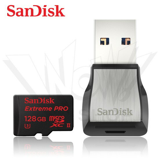 SANDISK 128G Extreme PRO UHS-II micro SDXC 記憶卡 + USB 3.0 讀卡機