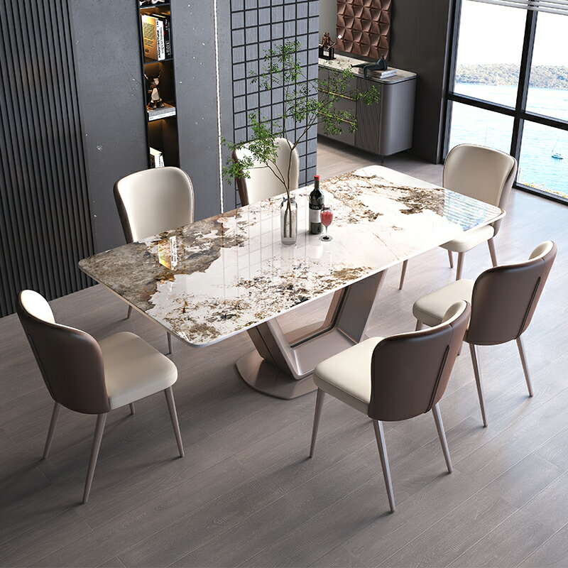 餐桌 長方形亮光小戶型 飯桌 現代簡約 家用 餐桌 椅組合