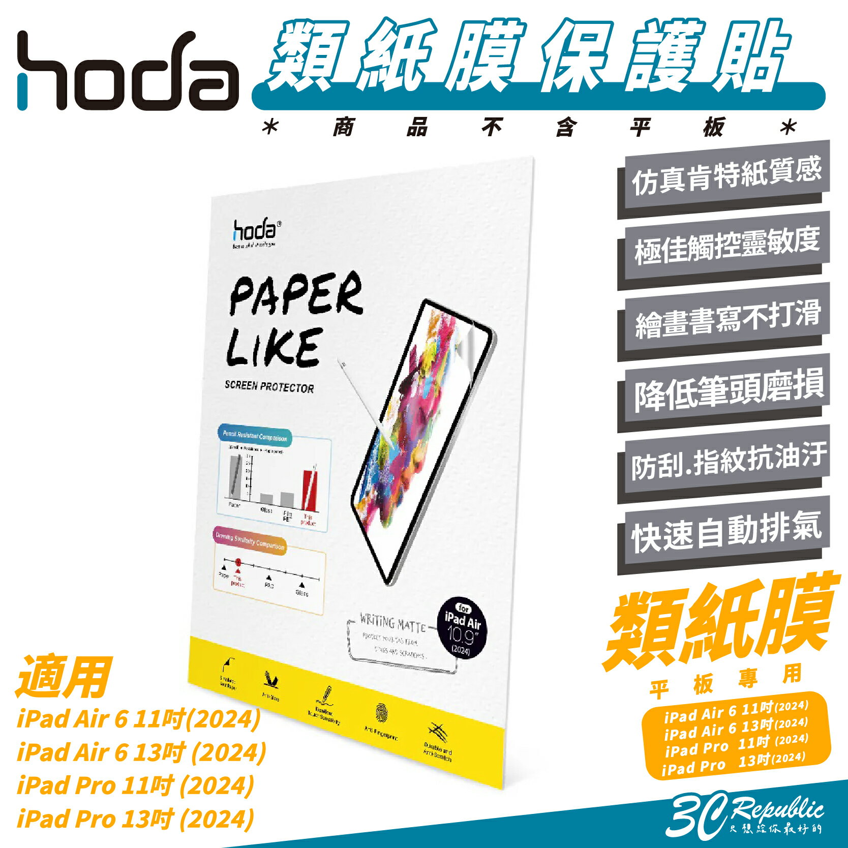 Hoda 類紙膜 玻璃貼 保護貼 螢幕貼 適 iPad Air 6 Pro 11 13 吋【APP下單最高20%點數回饋】