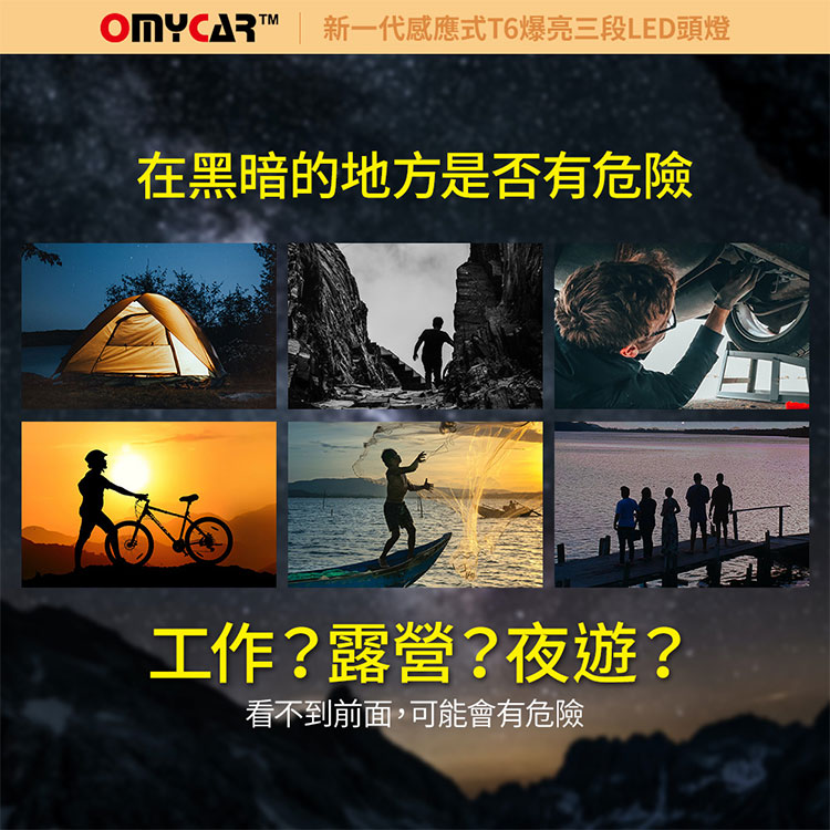 【OMyCar】感應式T6爆亮三段LED頭燈 (停電 超強光 釣魚頭燈 登山頭燈 工作頭燈) 2