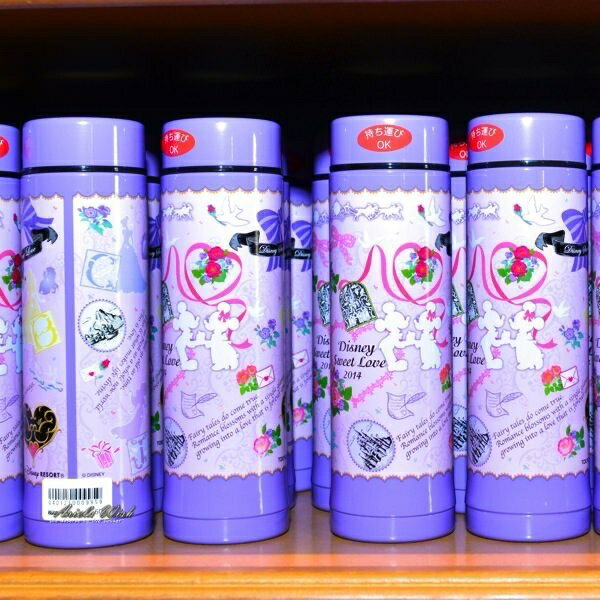 日本東京迪士尼情人節禮物浪漫紫色隨行杯不鏽鋼保溫瓶隨身攜帶水壺270 mL可放包包防漏水設計-絕版品