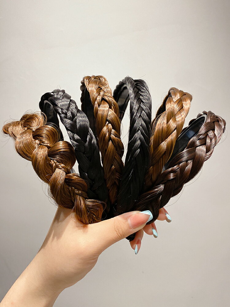 模擬麻花辮假發發箍女魚骨辮編發頭箍網紅新款壓發頭飾發卡