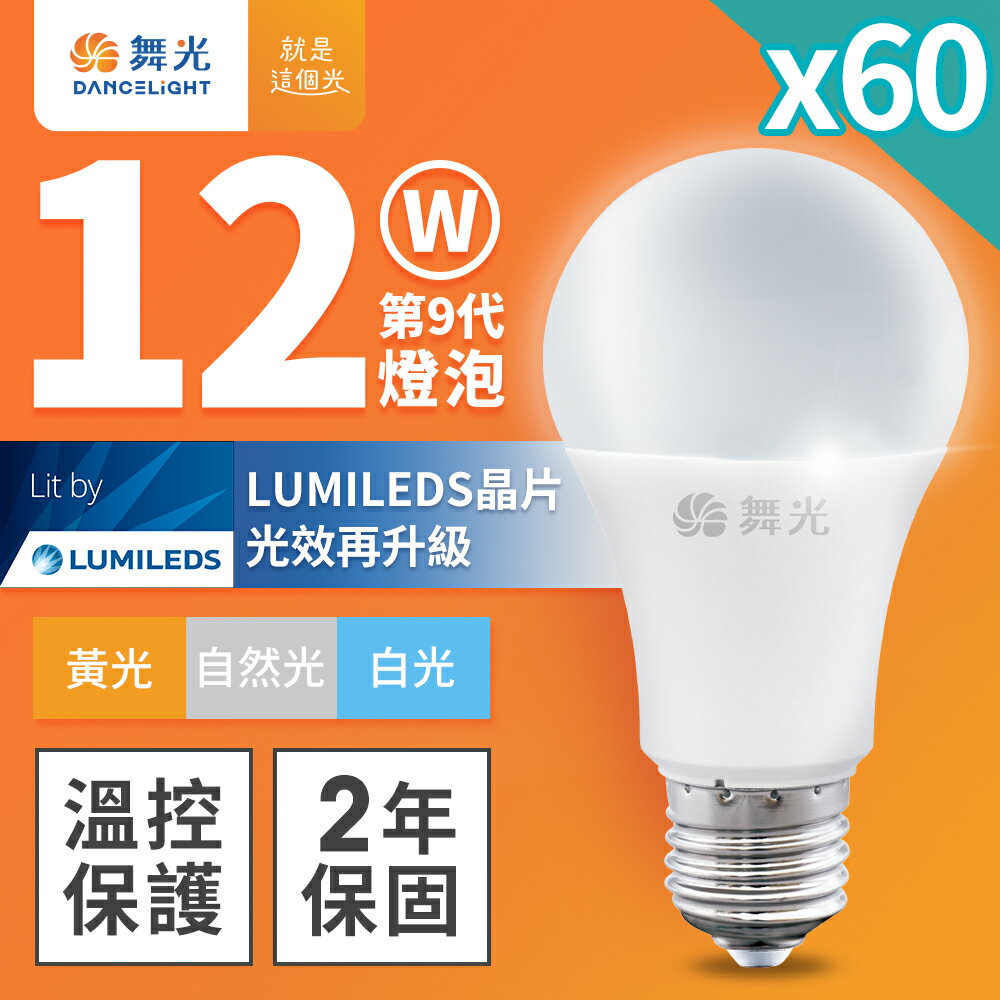 【DanceLight 舞光】60入組 12W LED燈泡 R9 2年保固(LED-E2712DR9/LED-E2712WR9/LED-E2712NR9)