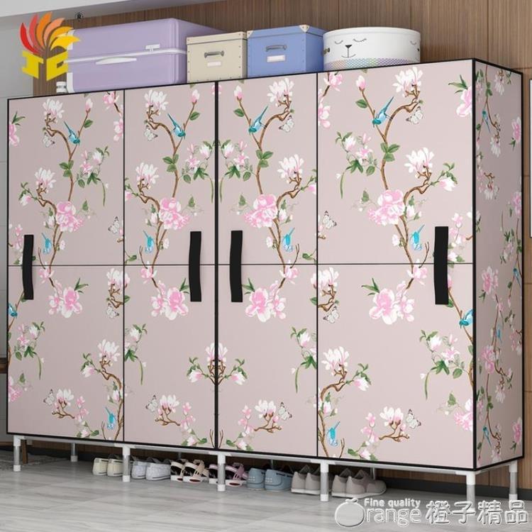 精彩簡易衣櫃布衣櫃鋼管加粗加固加厚全鋼架雙人家用開門式組裝掛