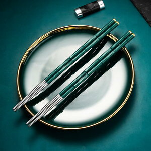 不銹鋼筷子304家用防滑防霉耐高溫高檔精致輕奢風金屬高級感餐具