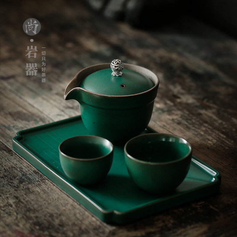 復古粗陶功夫茶具小套裝一壺二杯陶瓷家用民宿小型茶盤泡茶器日式