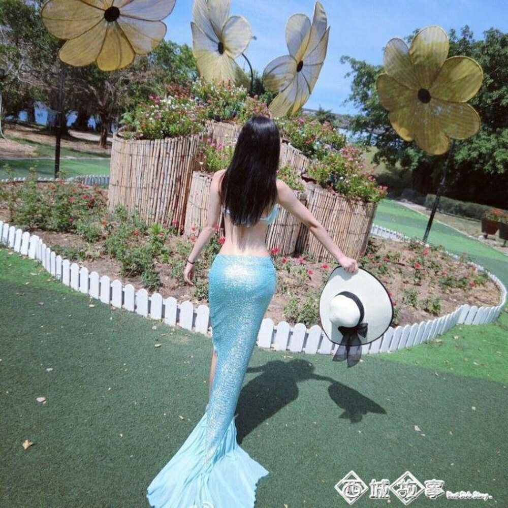 馬爾代夫巴厘島長裙 藍色美人魚尾巴開叉半身裙 沙灘海邊度假 交換禮物全館免運