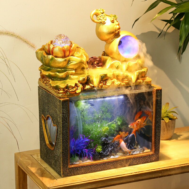 迴圈流水擺件葫蘆客廳小型噴泉創意桌面辦公室裝飾景觀玻璃魚缸