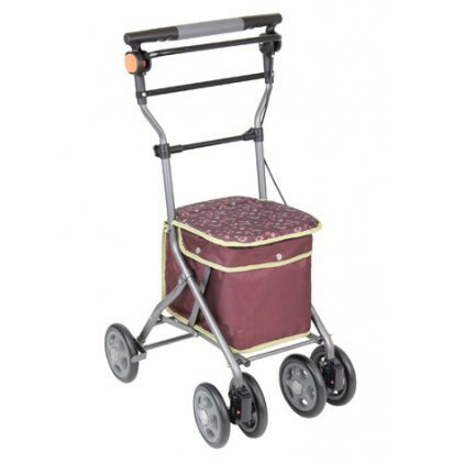 日本幸和TacaoF中型重量款購物步行車R191(酒紅花漾)帶輪型助步車/步行輔助車/散步車/助行椅