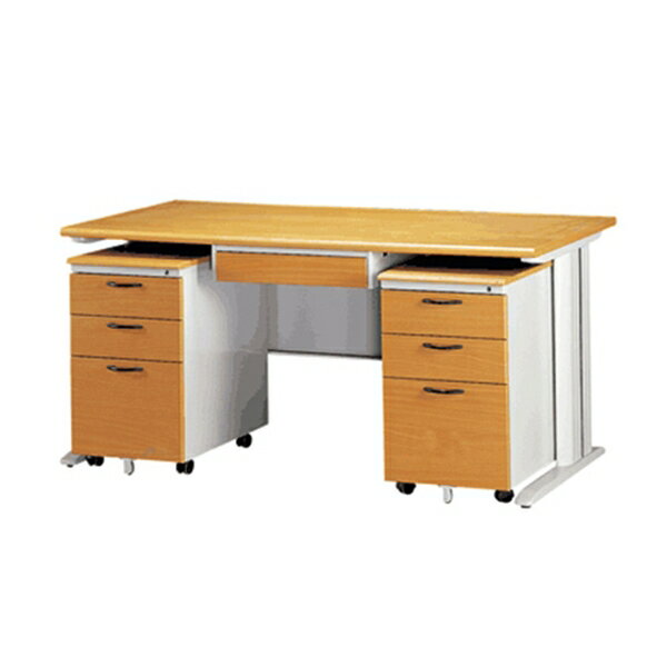 【YUDA】160-CD木面灰體辦公桌(木紋中抽/活動櫃2個)905色 4件組/辦公桌/寫字桌