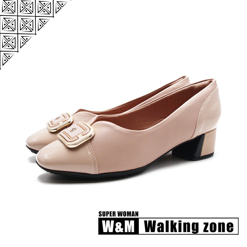 WALKING ZONE SUPER WOMAN系列 MAXI修飾V型低跟鞋 女鞋－杏