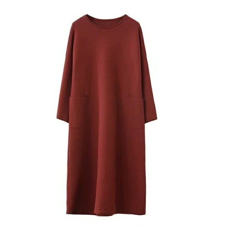 現貨+預購 女連身裙長袖洋裝大尺碼長裙連衣裙A字裙休閒大碼女裝-蓬鬆棉質寬鬆女裙子74kc81【獨家進口】【米蘭精品】