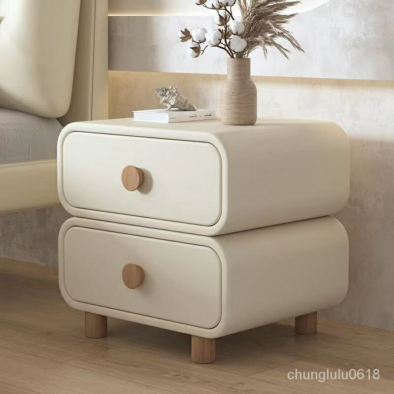 【熱銷】新款網紅床頭櫃小型簡約現代奶油風臥室小櫃子皮質整裝輕奢風茶幾