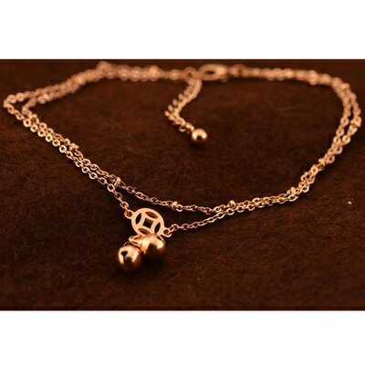 現貨+預購 玫瑰金腳鍊 銀飾-時尚雙鍊銅錢鈴鐺母親節生日情人節禮物女飾品71ak68【獨家進口】【米蘭精品】 1