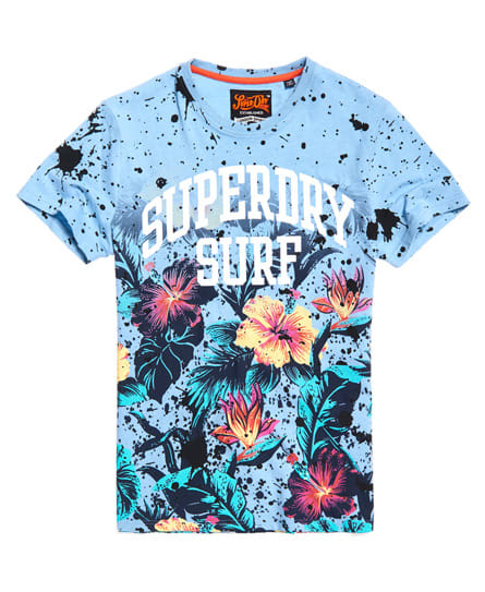 跩狗嚴選 極度乾燥 Superdry 衝浪 渡假 扶桑花 Surf 上衣 短袖 有機純棉 T恤 海水 藍