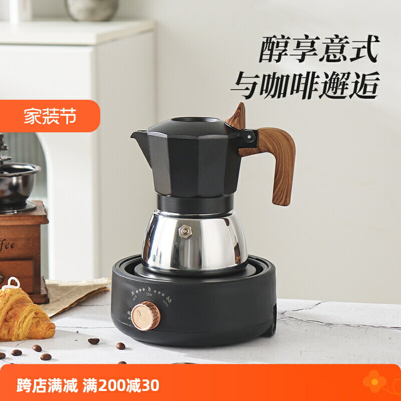 雙閥意式不銹鋼摩卡壺家用小型意式濃縮不銹鋼戶外咖啡機手沖壺