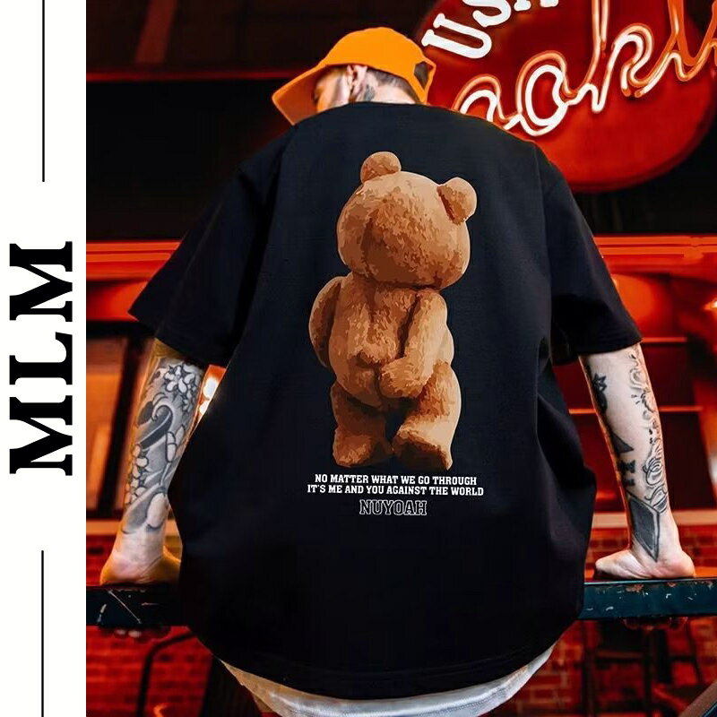 印花短袖男 簡約百搭 美式字母印花 大尺碼M-5XL 落肩T 寬鬆百搭 潮流上衣 簡約 短袖男 短袖上衣【MLM】