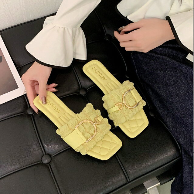 35-43 女鞋 加大尺碼拖鞋 平底涼鞋 平底拖鞋 平底鞋 小香風 大碼拖鞋 櫻桃嚴選 4