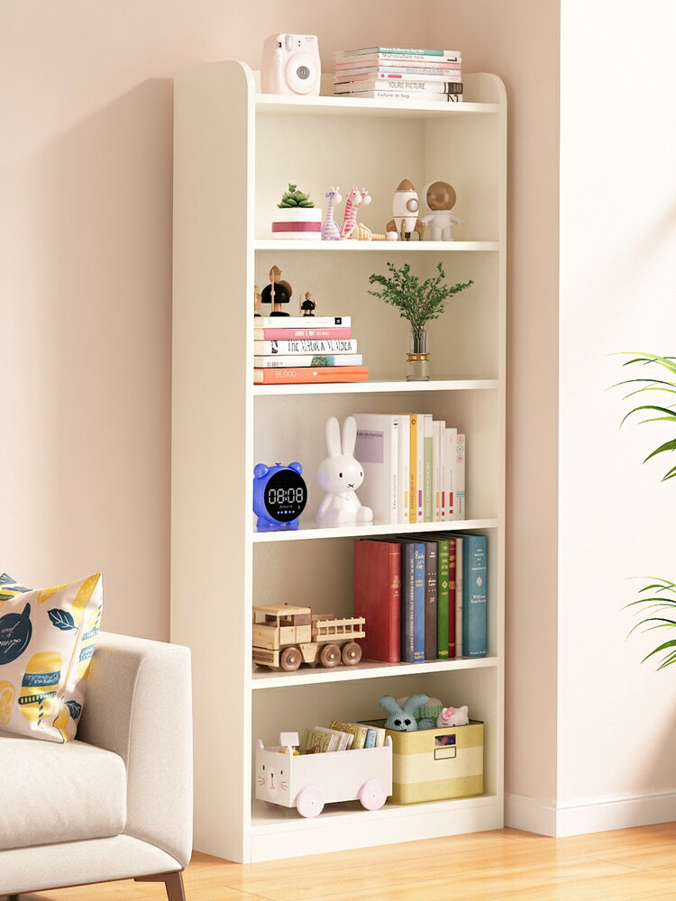 簡易書架置物架落地兒童家用多層窄書櫃子客廳書桌旁靠墻收納儲物-快速出貨