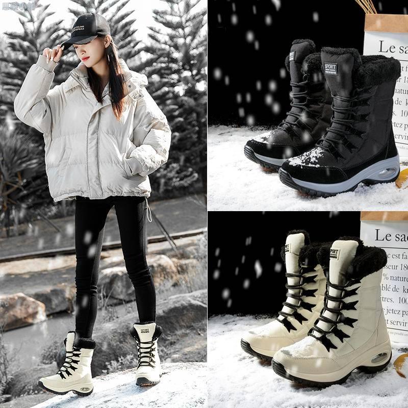 日本 雪靴 女雪地靴女中筒保暖加絨加厚冬季防水防滑東北雪鄉戶外滑雪大棉鞋女
